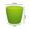 GoHooked 5.5 inch multicolor plastic flower pot with a textured knit design. Ideal for indoor and outdoor use.