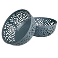 GoHooked light grey plastic fruit bowl with cutout leaf design, 21cm wide, 9.5cm height. Pack of 2.