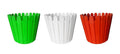 GoHooked set of 3 plastic garden fence pots in green, white, and orange. 11-inch diameter.