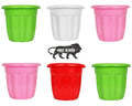 GoHooked set of 3 multicolor plastic garden planters, 8-inch diameter, UV resistant, for indoor/outdoor use.
