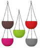 Go Hooked 7.1" Plastic Rattan Hanging Basket/Hanging Pots with Metal Hanging Chain/Multicolored Hanging Planters- Set of 5 (Flowers Not Included)