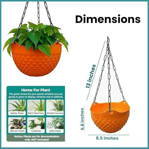 GoHooked assorted color plastic hanging crystal planter with diamond pattern, 8.5 inch diameter.