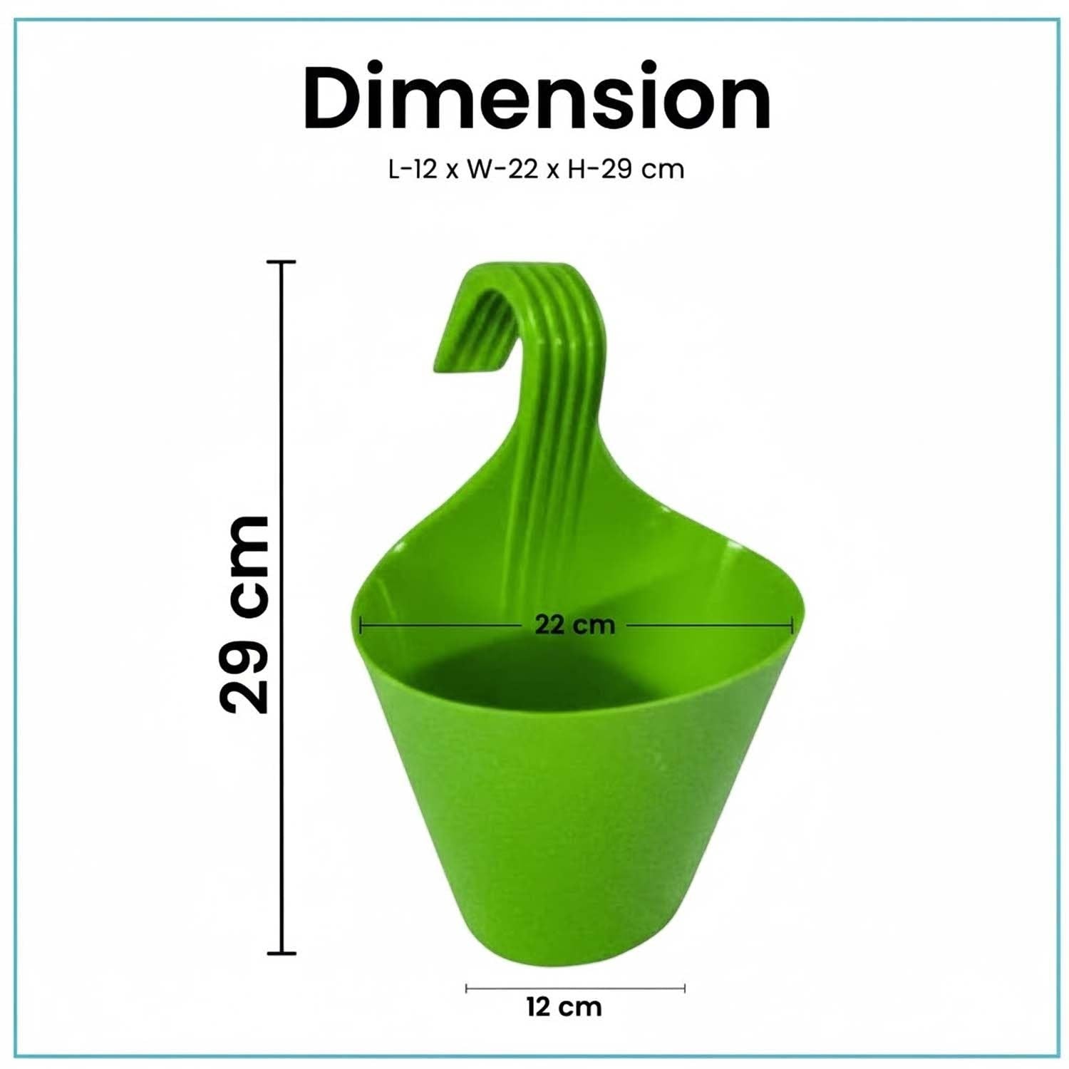 GoHooked multicolor plastic hanging planter pot with double hook, 29 cm height, 22 cm width.