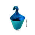 GoHooked teal blue plastic hanging planter pot with a curved handle, ideal for balconies and railings.