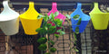 GoHooked assorted color plastic hanging planters, pack of 6, ideal for herbs and flowers.