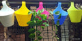 GoHooked multicolor plastic hanging planters with hooks, ideal for balconies and patios. Set of 3.