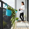 GoHooked multicolour plastic hanging planters with double hooks, set of 3, ideal for balconies.