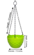GoHooked diamond-patterned plastic hanging pot in lime green with a 5-inch height and 7.5-inch diameter.