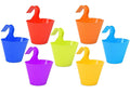 GoHooked assorted color plastic lily hanging pots with hooks, pack of 7, 6-inch diameter
