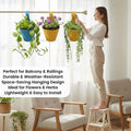 GoHooked assorted color plastic lily hanging pots with hooks, perfect for balcony and railings.