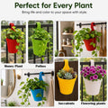 GoHooked multicolor plastic hanging pots for balconies, suitable for money plant, pothos, succulents, and flowering plants.