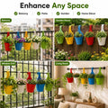 GoHooked multicolor plastic hanging pots with hooks, perfect for balconies, patios, and gardens. Pack of 5.
