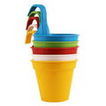 GoHooked multicolor plastic hanging pots for balcony, set of 10. Durable, UV-resistant polypropylene resin.