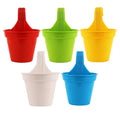 GoHooked multicolor plastic hanging pots for balcony, set of 5. Durable, UV-stabilized polypropylene with hook design.
