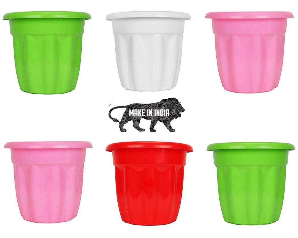 GoHooked set of 3 multicolor plastic jasmine garden planters, UV resistant, 20.5x15 cm