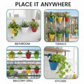 GoHooked assorted color plastic lily hanging pots, 6 inch, pack of 4, for indoor/outdoor use.