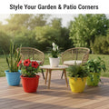 GoHooked 10-inch multicolor plastic planters with ribbed design, ideal for indoor/outdoor gardening.