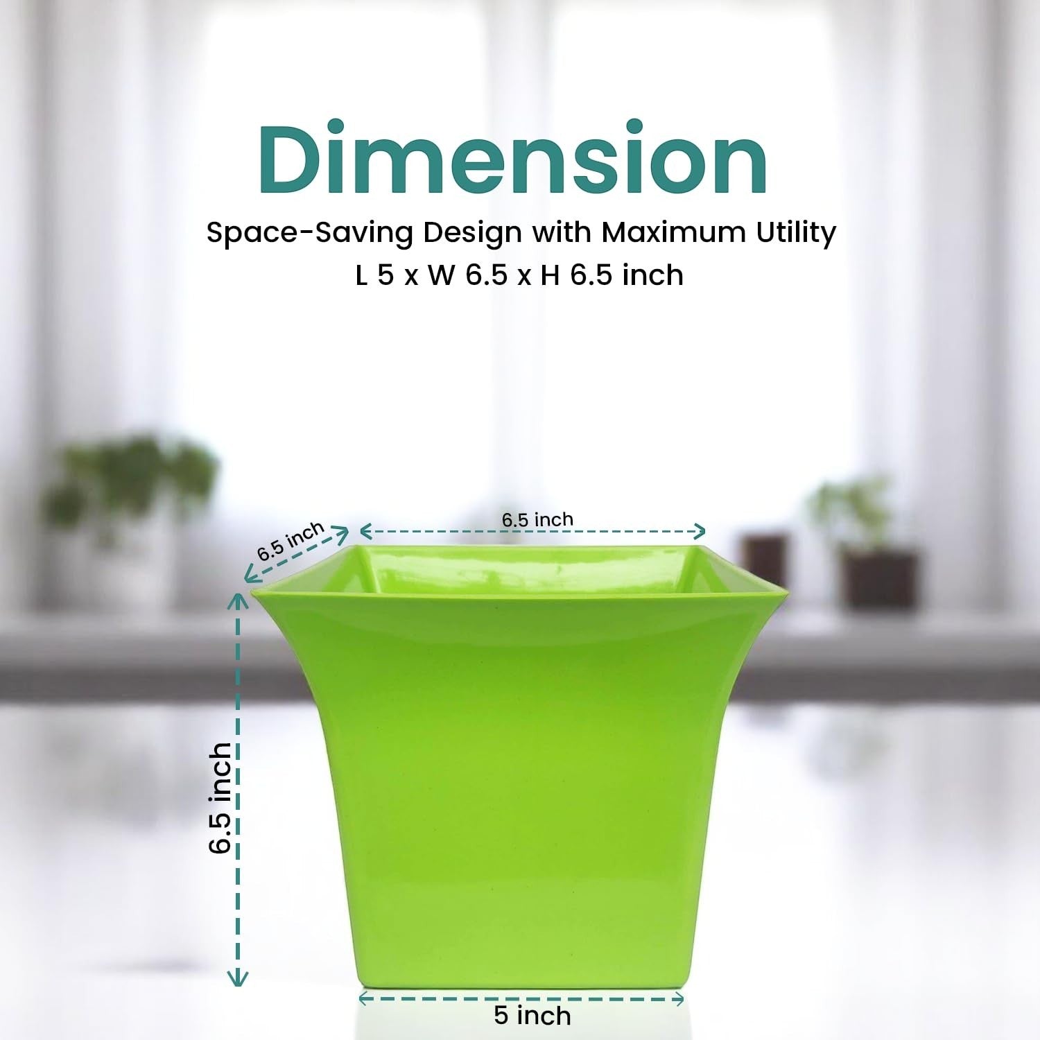 GoHooked multicolor square plastic planter pot, 6.5 inch, modern design, lightweight and durable for indoor/outdoor plants.