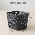 GoHooked dark gray plastic storage basket with a decorative cutout pattern, 17x17x10 CM.
