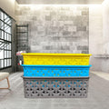 GoHooked multicolor plastic storage baskets, set of 3. 10cm H x 18cm W. Durable, space-saving organizers for home, office, kitchen, bathroom.