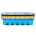 GoHooked pack of 5 multicolour plastic storage baskets with perforated sides and rims. Stacked for display.