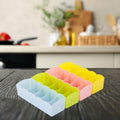 GoHooked set of 4 multicolor plastic drawer organizers with 5 grids each, perfect for socks and underwear.
