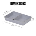 GoHooked set of 3 dark grey plastic storage trays, multipurpose organizers for kitchen, office, makeup, and stationery.