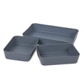 GoHooked set of 3 dark grey plastic storage trays for organizing kitchen, office, or makeup.