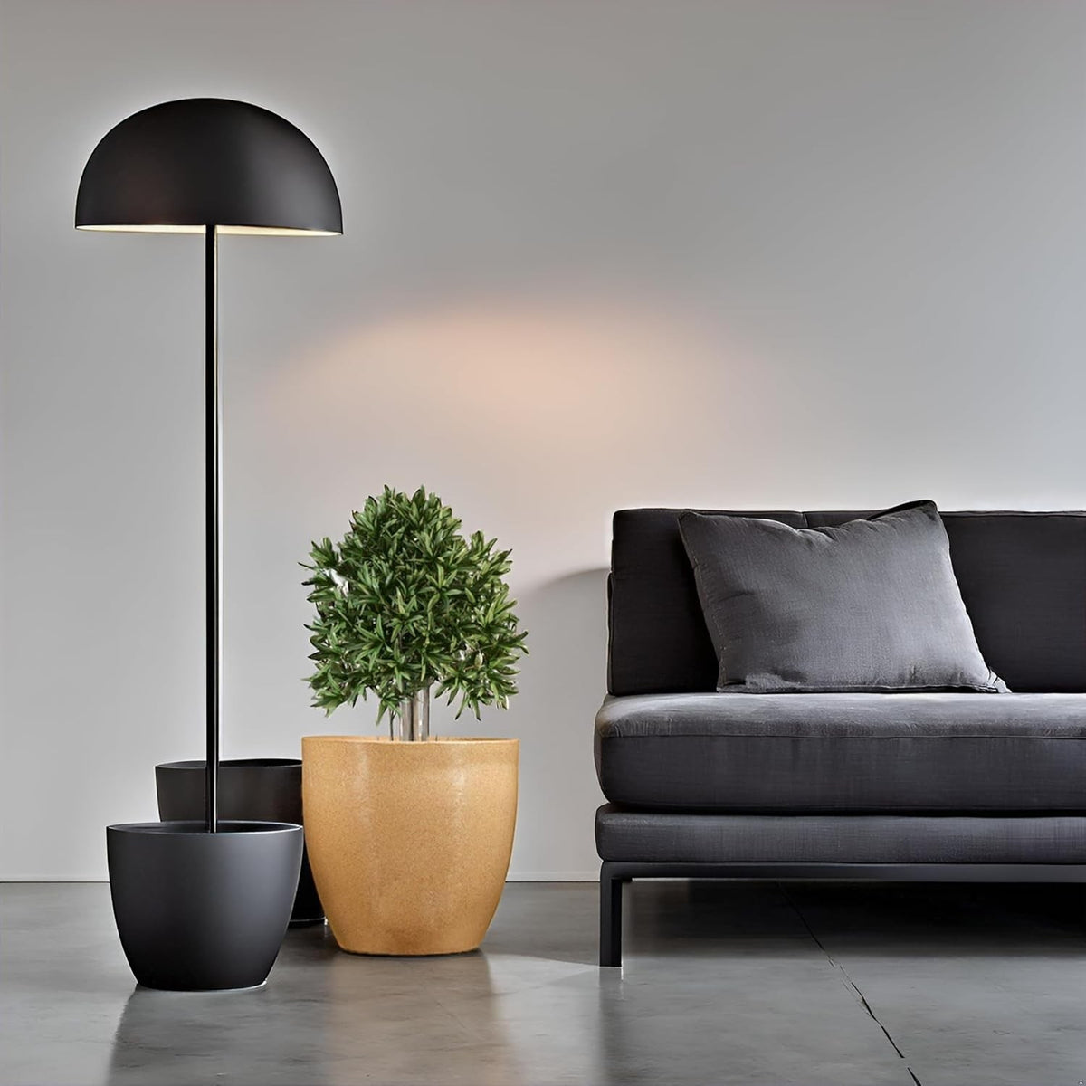GoHooked Pluto 24-inch brown polymer planter pot with a modern round design, suitable for living rooms and balconies.
