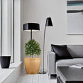 GoHooked Pluto 22-inch brown polymer planter pot with a modern round shape, featuring a drainage hole. Ideal for living rooms, balconies, and offices.