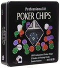 GoHooked Professional Poker Chips set with 2 decks of playing cards and dealer button. Multicolor chips.