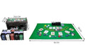 GoHooked 200-piece multicolor poker chip set with gaming mat, dealer buttons, and cards. Metal chips.
