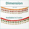 GoHooked Red and Green Pom-Pom Toran with golden bells, 35 inch decorative garland for door and pooja room.