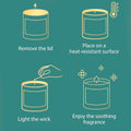 GoHooked Pumpkin Spice scented candle instructions: remove lid, place on heat-resistant surface, light wick, enjoy fragrance.