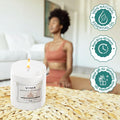 GoHooked white pumpkin spice scented aromatherapy candle in glass jar, 120ml, 35-hour burn time.