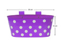 GoHooked purple metal hanging planter with white polka dots, 12-inch oval shape, ideal for decks and patios.