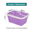 GoHooked purple plastic storage basket with zip net cover, 35cm x 20cm x 13cm