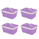 Go Hooked Multipurpose Plastic Storage/Gift Basket With Net Cover | Stylish Basket With Zip Net Cover Versatile Practical Solutions Convenient Storage Maximize Space Pack Of 4 (Purple)