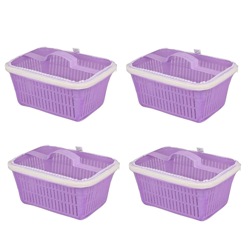 GoHooked purple plastic storage basket with zip net cover, ideal for fruits and vegetables.