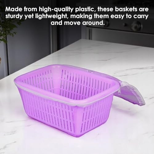 GoHooked purple plastic storage basket with zip net cover, ideal for fruits and vegetables.
