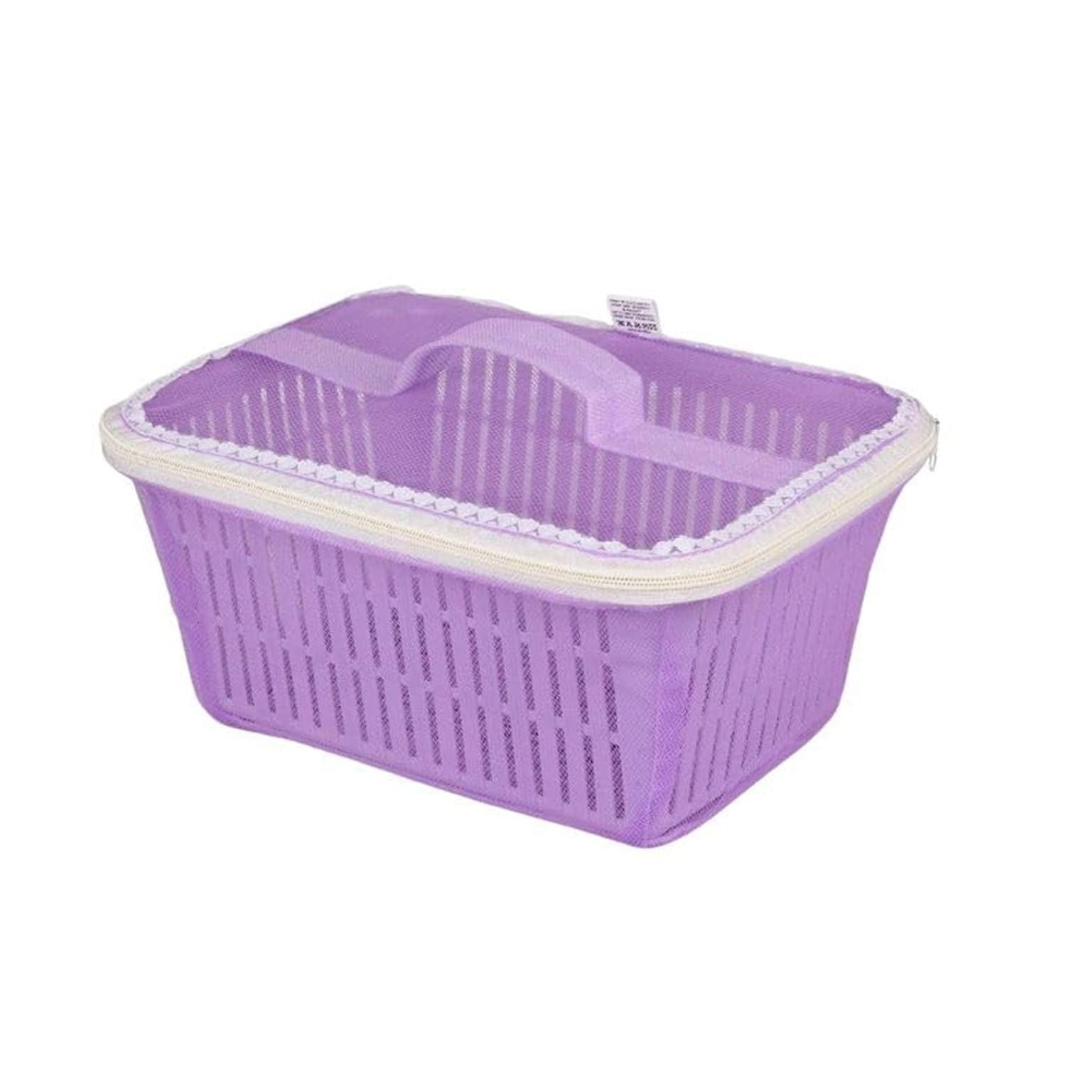 Go Hooked purple plastic storage basket with zip net cover for fruits and vegetables