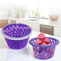 GoHooked purple plastic storage basket with zip mesh cover, ideal for kitchen and home organization.