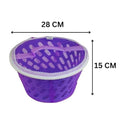 Go Hooked purple plastic storage basket with net zip cover, 28x15 cm, breathable and insect-proof for kitchen or home.