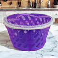 GoHooked purple plastic storage basket with mesh zip cover, ideal for kitchen or pantry organization.