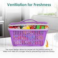 GoHooked purple plastic storage basket with zip net cover, ideal for fruits, vegetables, or gifts.