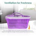 Go Hooked purple plastic storage basket with zip net cover for fruits and vegetables, featuring ventilation for freshness.