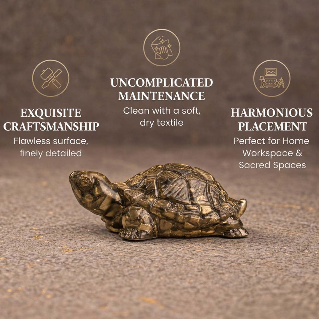 GoHooked metallic grey pyrite crystal tortoise statue for wealth and success. Detailed craftsmanship, perfect for home or office decor.