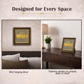 GoHooked brown wooden framed wall hanging with pyrite stone and golden 7 running horses and sun design.