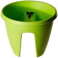 GoHooked 12-inch lime green plastic railing planter, set of 7, for flowers and herbs.