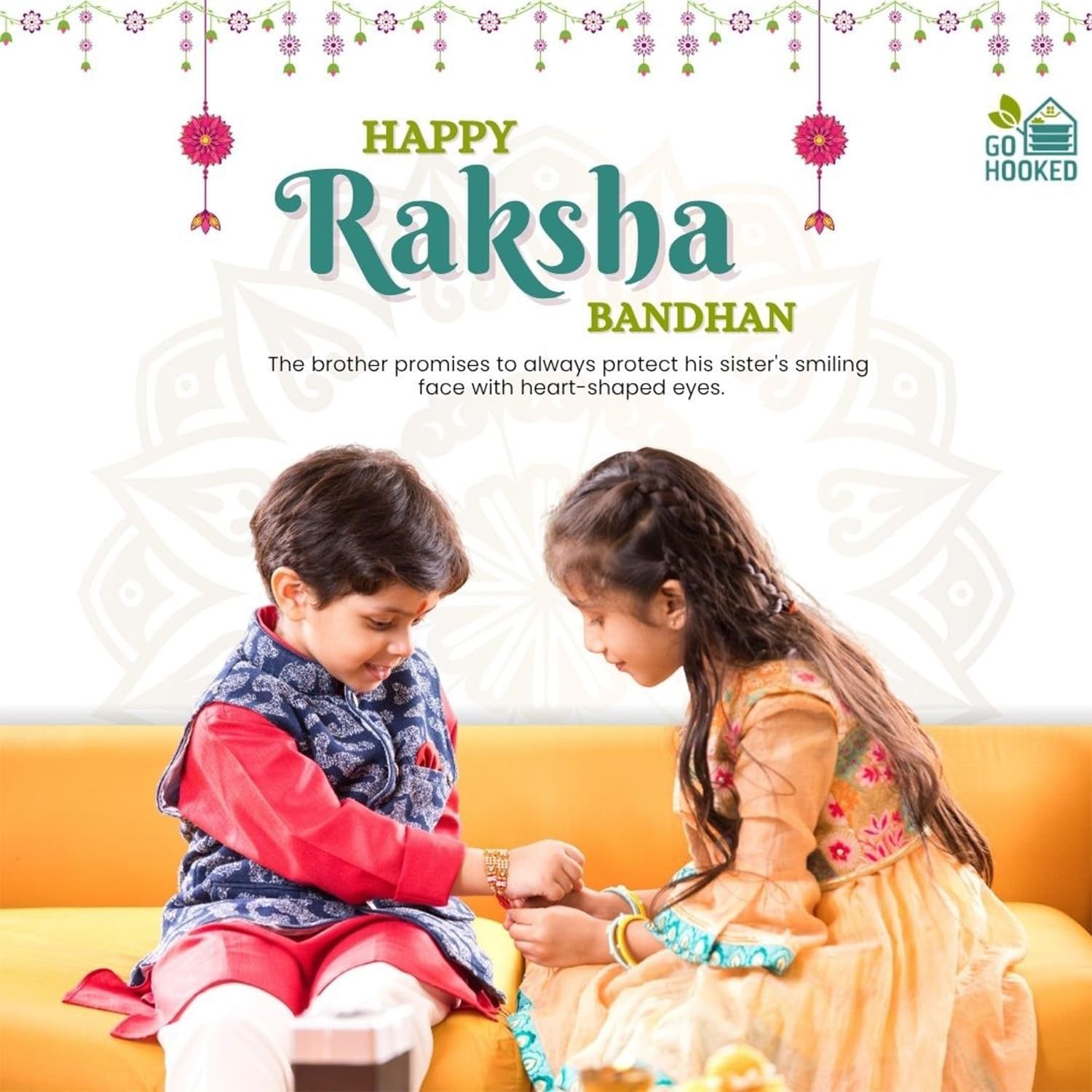 GoHooked multicolor designer Rakhi for brother with pearl beads, roli chawal vials, and storage tray. Festive gift.